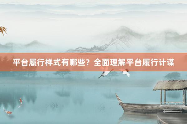 平台履行样式有哪些？全面理解平台履行计谋